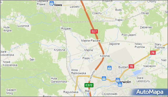 mapa Miętne, Miętne na mapie Targeo