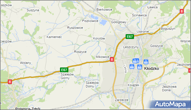 mapa Mikowice gmina Kłodzko, Mikowice gmina Kłodzko na mapie Targeo
