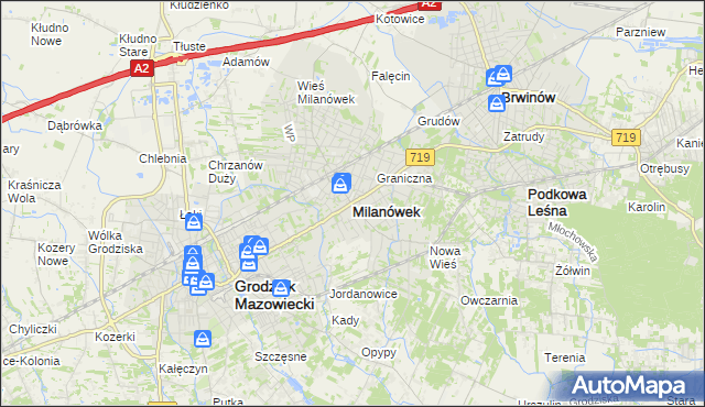 mapa Milanówek, Milanówek na mapie Targeo