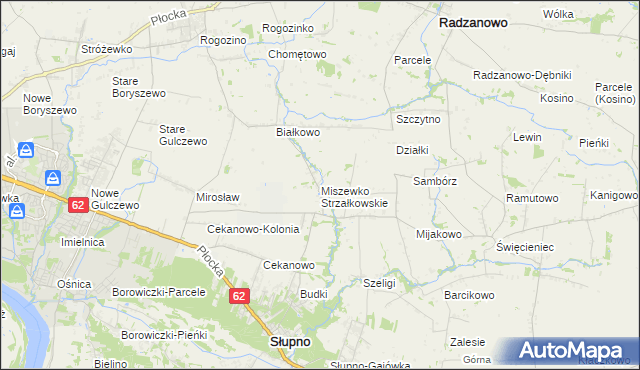 mapa Miszewko Strzałkowskie, Miszewko Strzałkowskie na mapie Targeo