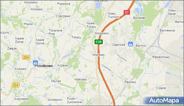 mapa Miszewo gmina Żukowo, Miszewo gmina Żukowo na mapie Targeo