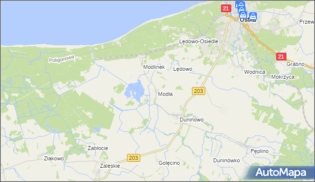 mapa Modła gmina Ustka, Modła gmina Ustka na mapie Targeo