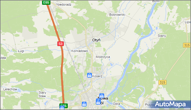 mapa Modrzyca, Modrzyca na mapie Targeo