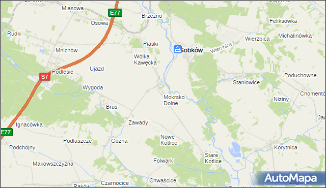 mapa Mokrsko Dolne, Mokrsko Dolne na mapie Targeo