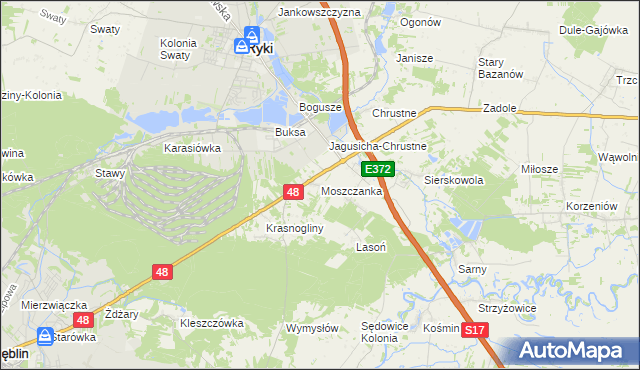 mapa Moszczanka gmina Ryki, Moszczanka gmina Ryki na mapie Targeo