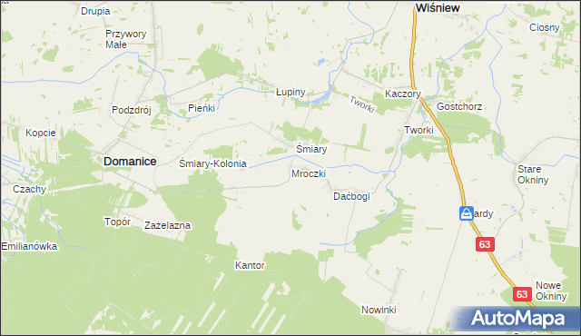 mapa Mroczki gmina Wiśniew, Mroczki gmina Wiśniew na mapie Targeo