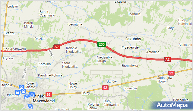 mapa Niedziałka Druga, Niedziałka Druga na mapie Targeo