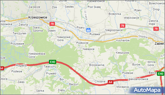 mapa Nielepice, Nielepice na mapie Targeo