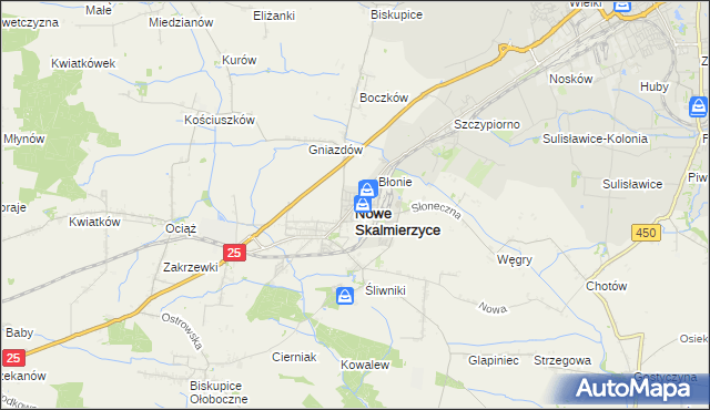 mapa Nowe Skalmierzyce, Nowe Skalmierzyce na mapie Targeo