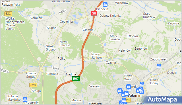 mapa Nowy Janków, Nowy Janków na mapie Targeo