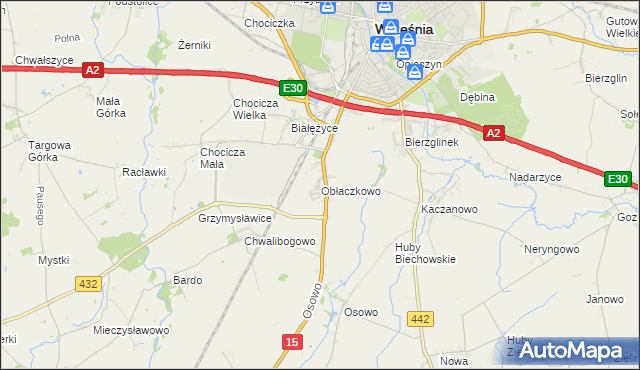 mapa Obłaczkowo, Obłaczkowo na mapie Targeo