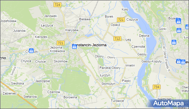 mapa Obory gmina Konstancin-Jeziorna, Obory gmina Konstancin-Jeziorna na mapie Targeo