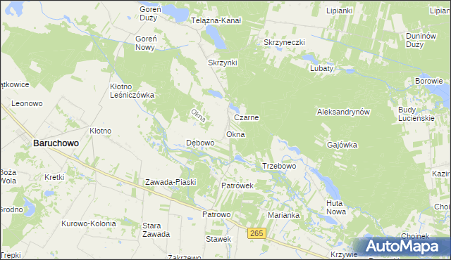 mapa Okna, Okna na mapie Targeo