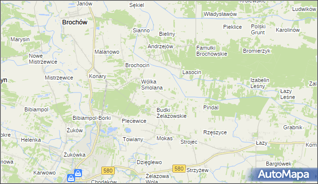 mapa Olszowiec gmina Brochów, Olszowiec gmina Brochów na mapie Targeo