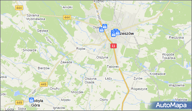 mapa Olszyna gmina Ostrzeszów, Olszyna gmina Ostrzeszów na mapie Targeo