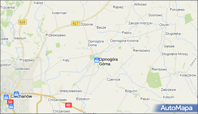 mapa Opinogóra Górna, Opinogóra Górna na mapie Targeo