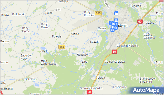 mapa Osada gmina Gostynin, Osada gmina Gostynin na mapie Targeo