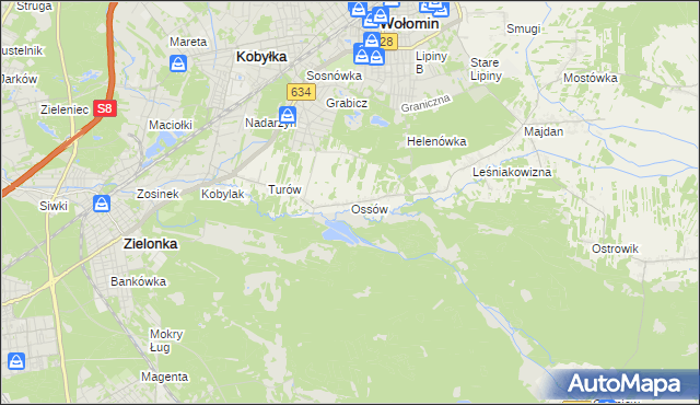 mapa Ossów, Ossów na mapie Targeo