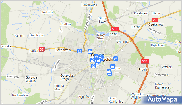 mapa Ostrów Wielkopolski, Ostrów Wielkopolski na mapie Targeo