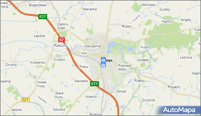 mapa Pasłęk, Pasłęk na mapie Targeo