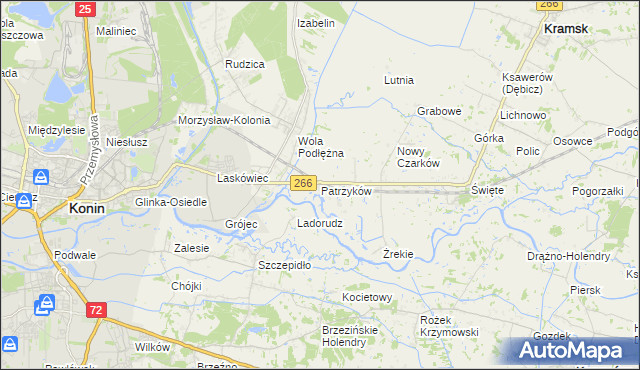 mapa Patrzyków gmina Kramsk, Patrzyków gmina Kramsk na mapie Targeo