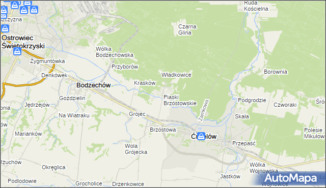 mapa Piaski Brzóstowskie, Piaski Brzóstowskie na mapie Targeo