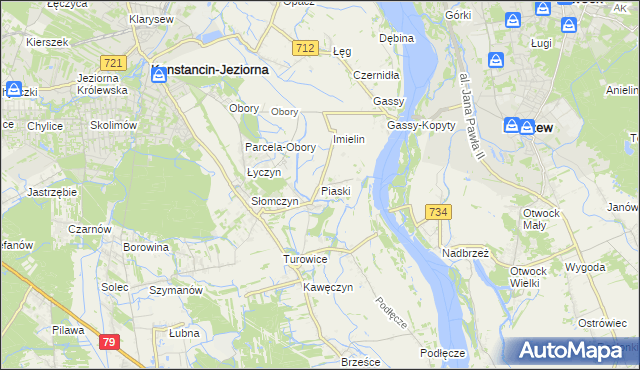 mapa Piaski gmina Konstancin-Jeziorna, Piaski gmina Konstancin-Jeziorna na mapie Targeo