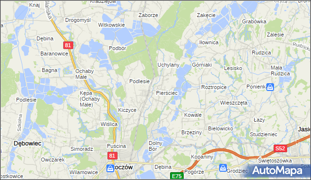 mapa Pierściec, Pierściec na mapie Targeo