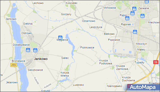 mapa Piotrkowice gmina Inowrocław, Piotrkowice gmina Inowrocław na mapie Targeo