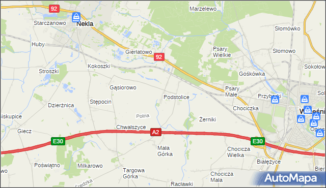 mapa Podstolice gmina Nekla, Podstolice gmina Nekla na mapie Targeo