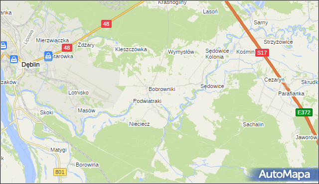 mapa Podwierzbie gmina Ryki, Podwierzbie gmina Ryki na mapie Targeo