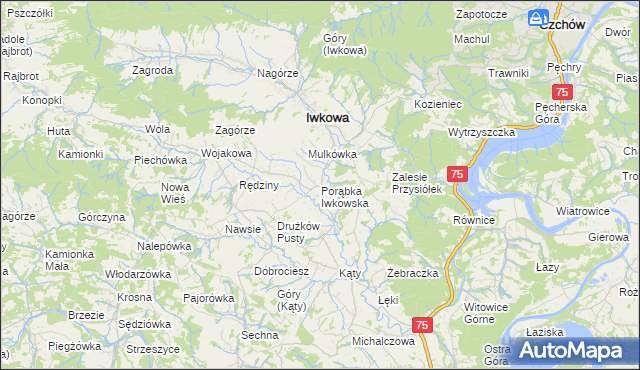 mapa Porąbka Iwkowska, Porąbka Iwkowska na mapie Targeo