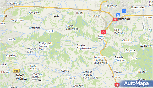 mapa Poręba Spytkowska, Poręba Spytkowska na mapie Targeo