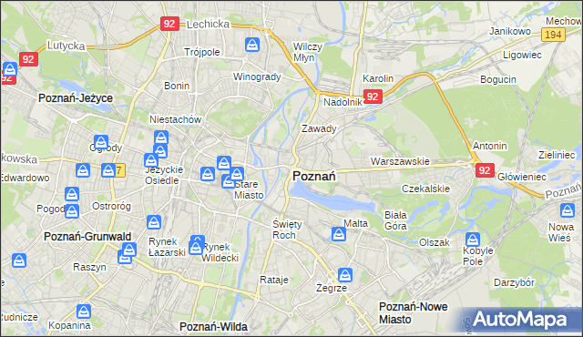 mapa Poznania, Poznań na mapie Targeo