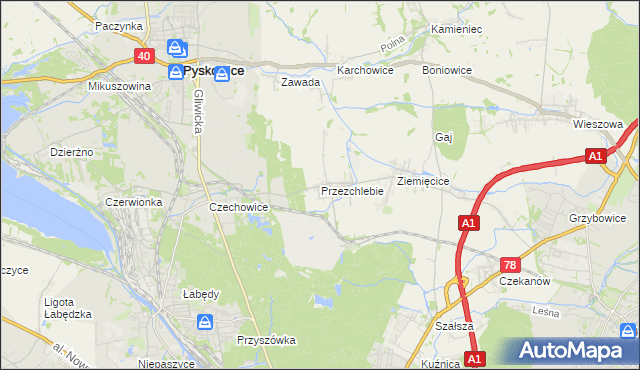 mapa Przezchlebie, Przezchlebie na mapie Targeo