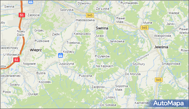 mapa Przyłęków, Przyłęków na mapie Targeo