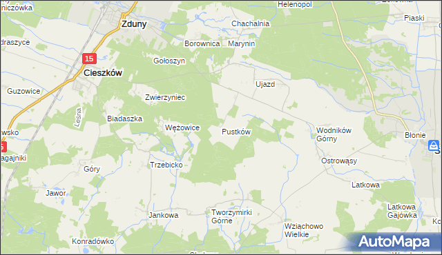 mapa Pustków gmina Cieszków, Pustków gmina Cieszków na mapie Targeo