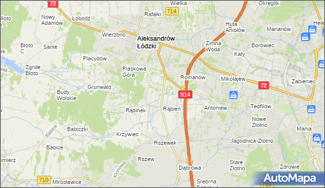 mapa Rąbień AB, Rąbień AB na mapie Targeo