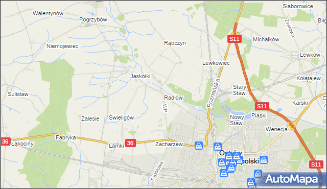 mapa Radłów gmina Raszków, Radłów gmina Raszków na mapie Targeo