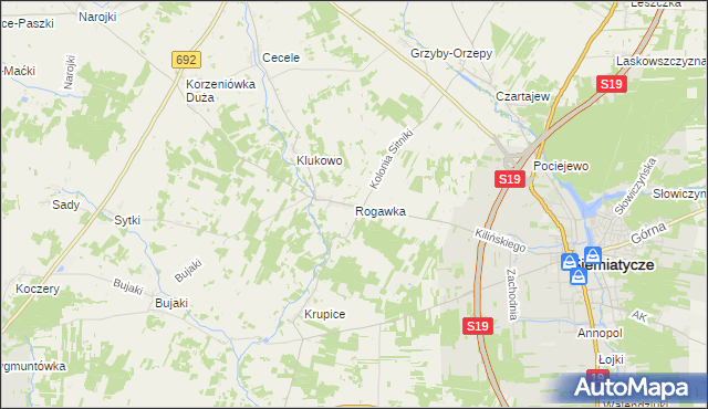 mapa Rogawka, Rogawka na mapie Targeo