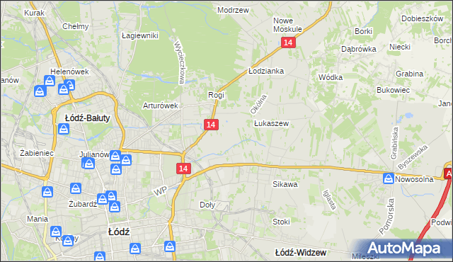 mapa Różki gmina Łódź, Różki gmina Łódź na mapie Targeo