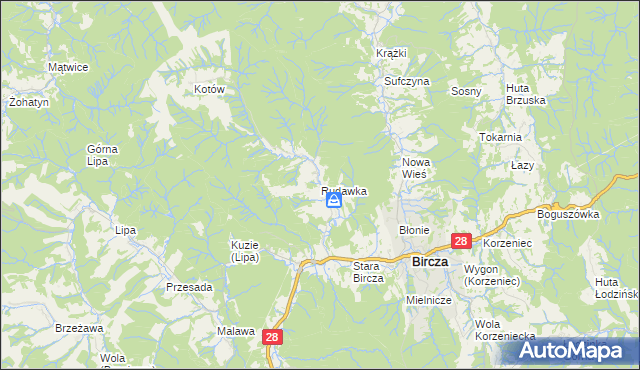 mapa Rudawka gmina Bircza, Rudawka gmina Bircza na mapie Targeo