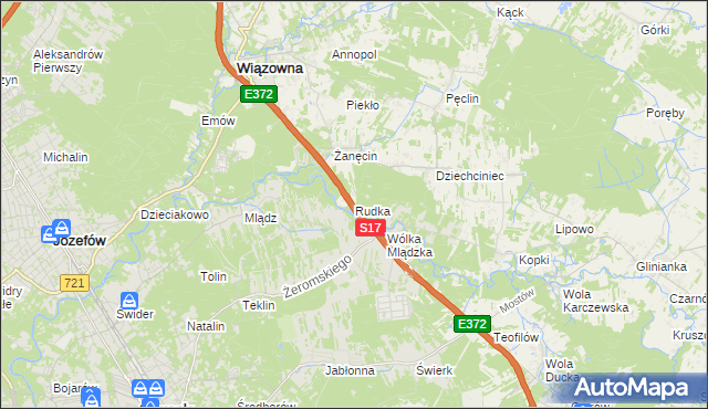 mapa Rudka gmina Wiązowna, Rudka gmina Wiązowna na mapie Targeo