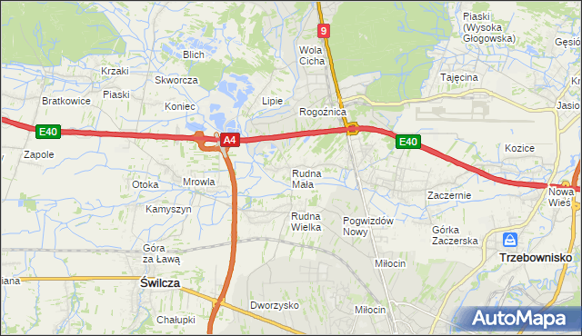 mapa Rudna Mała gmina Głogów Małopolski, Rudna Mała gmina Głogów Małopolski na mapie Targeo