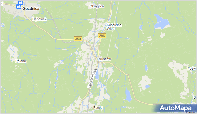 mapa Ruszów gmina Węgliniec, Ruszów gmina Węgliniec na mapie Targeo