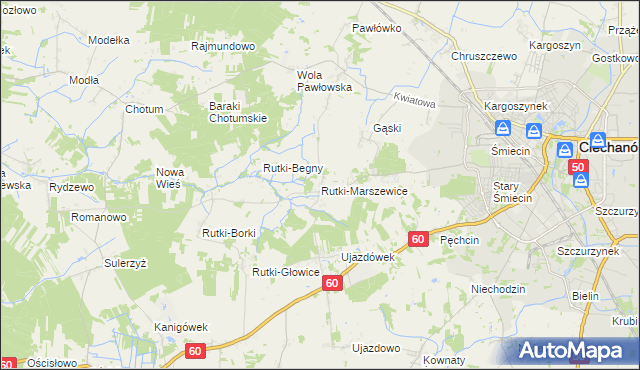 mapa Rutki-Marszewice, Rutki-Marszewice na mapie Targeo