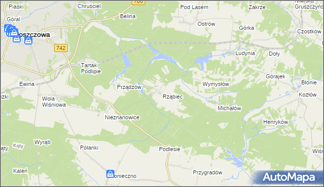 mapa Rząbiec, Rząbiec na mapie Targeo