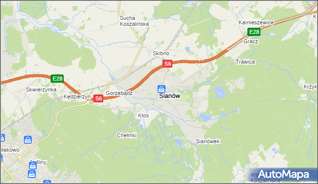mapa Sianów, Sianów na mapie Targeo