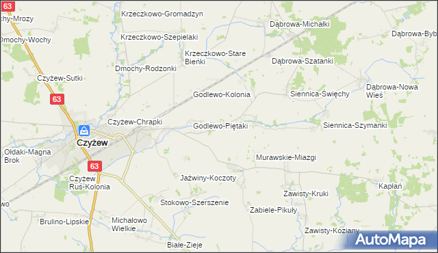 mapa Siennica-Klawy, Siennica-Klawy na mapie Targeo