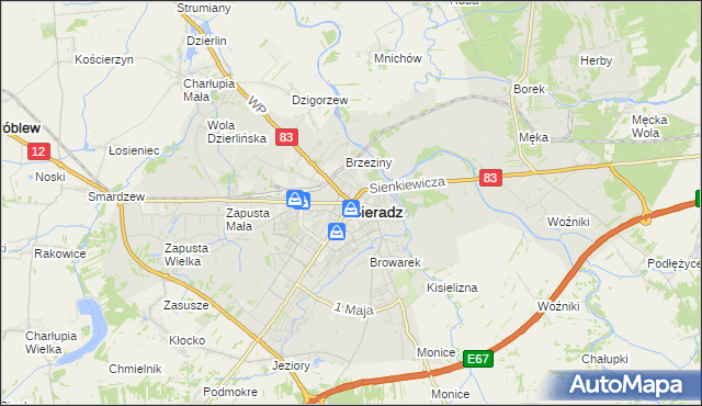 mapa Sieradz, Sieradz na mapie Targeo